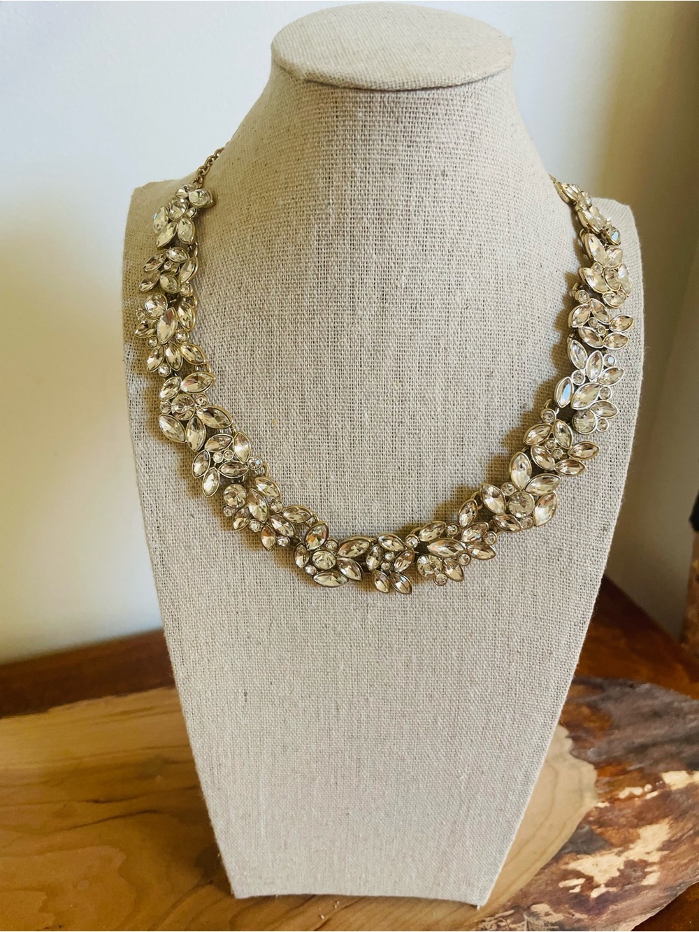 J. Crew Gold Crystal Leaf Statement Necklace - Women Jewelry